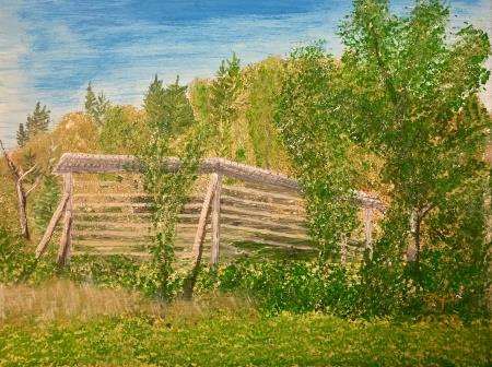 Lipovškov kozolec (Akril-platno 40x50 - 2023) Franc Smrkolj